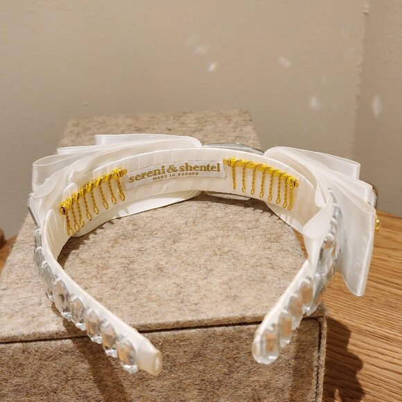 White Bow Headband with Jewels - Picture 4 of 4